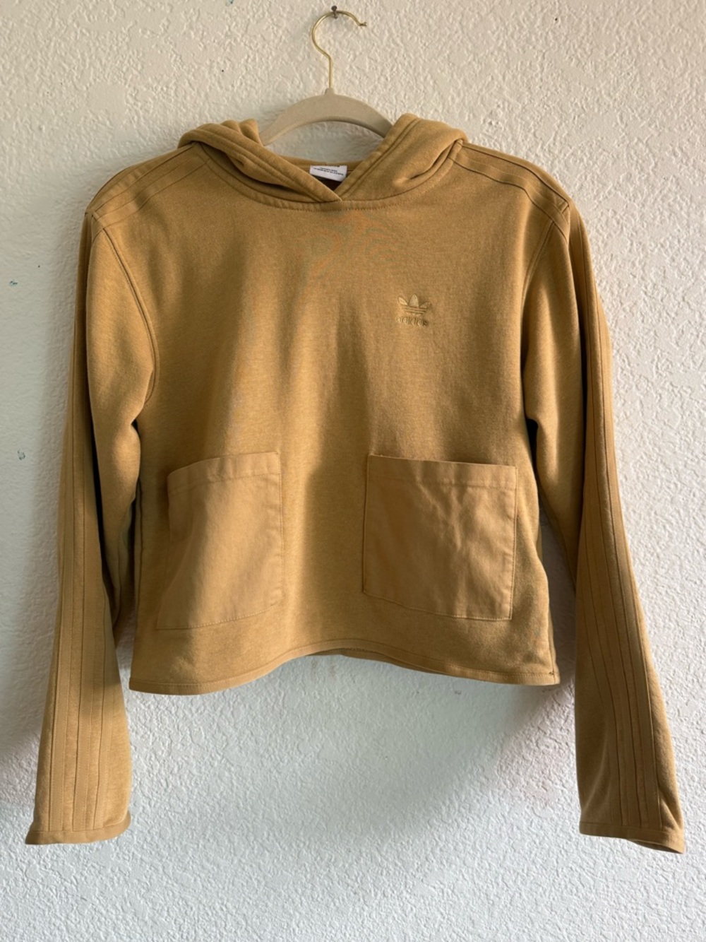 adidas twill pocket hoodie beige